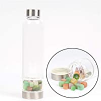 Los mejores  - Suneven - Botella de cristal de cuarzo con gemas curativas de cristal de 550 ml Colorful Stone